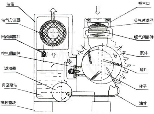 XD型旋片式真空泵結(jié)構(gòu)原理圖